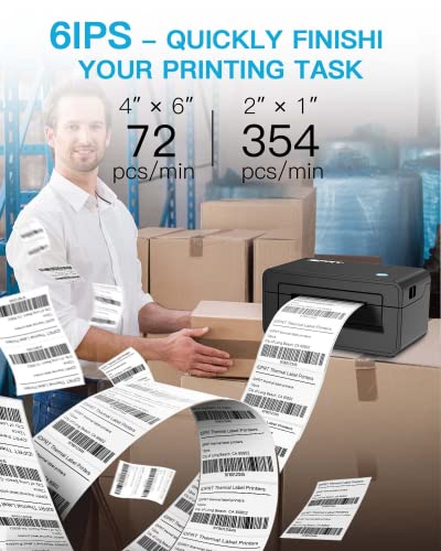 iDPRT SP410 Thermal Shipping Label Printer, 4x6 Label Printer (Black/Blue/Grey)